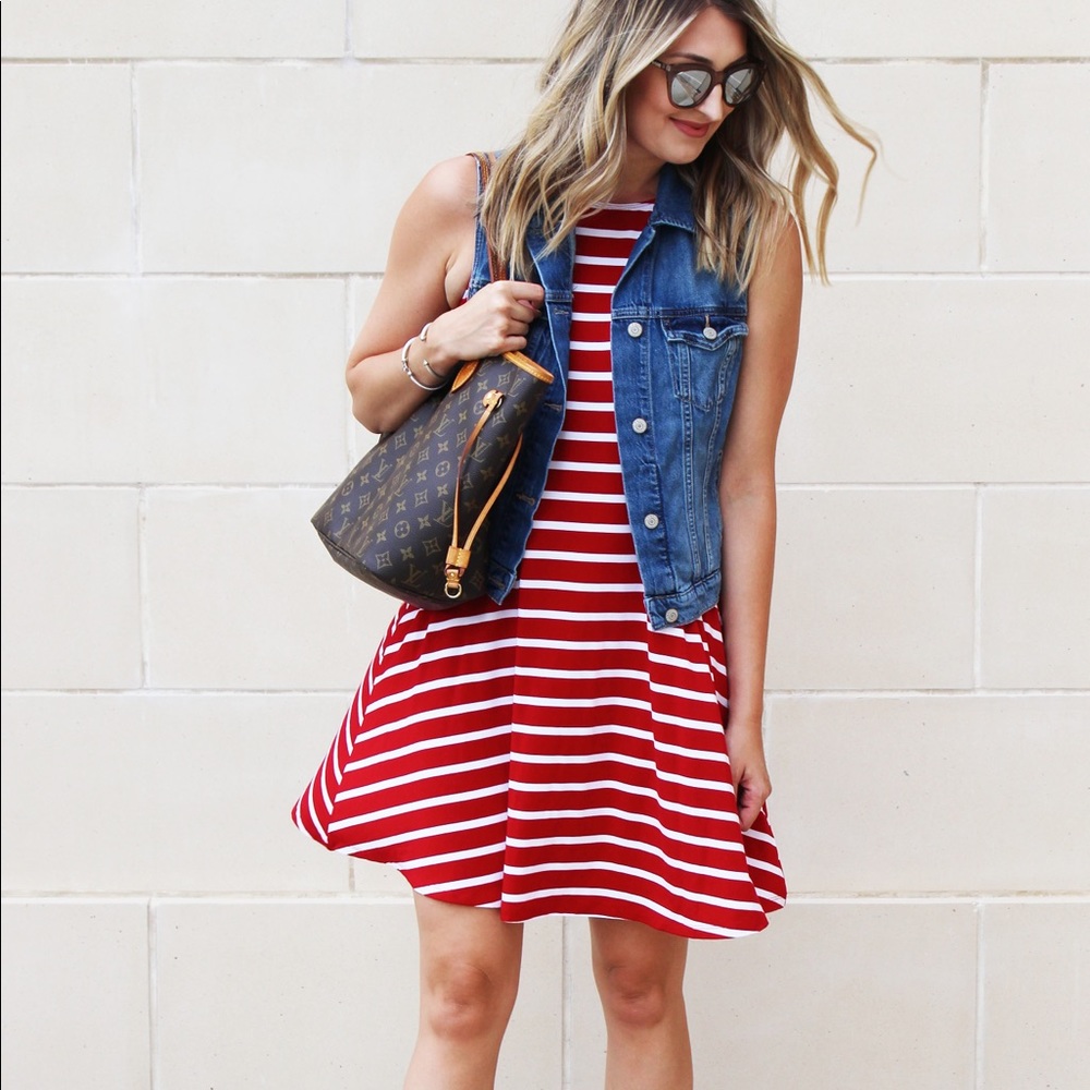 Old Navy Medium Tall Red Striped Tank Top Swing Dress